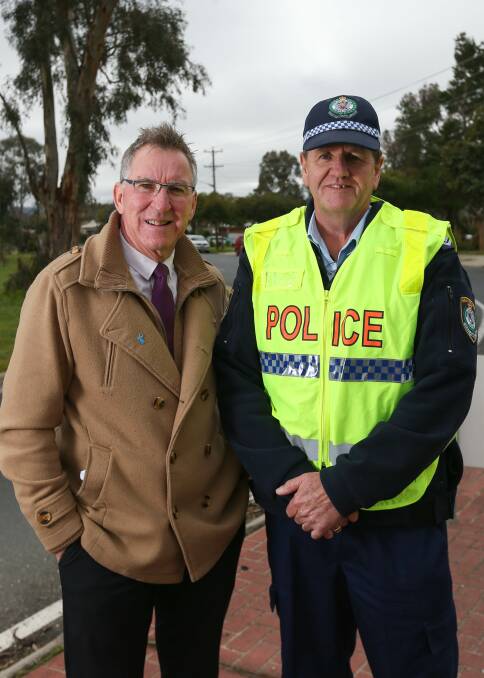 PARTNERSHIP: Albury mayor Kevin Mack and Sergeant Steve Schausinger, of Albury highway patrol, speak out against speeding in the Stop it or Cop it campaign. Picture: TARA TREWHELLA