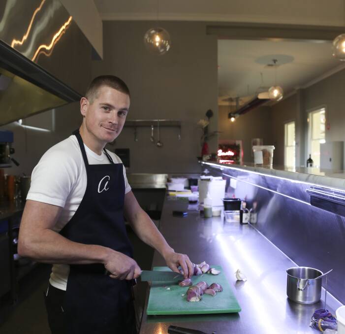 A PASSION FOR FOOD: Chef David Kapay stands in the kitchen at Miss Amelie, the Wodonga restaurant he has opened after a decade working with some famous names in Melbourne and London. Picture: ELENOR TEDENBORG