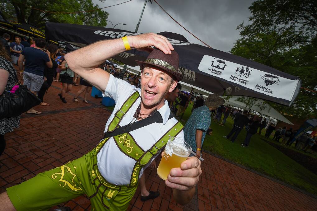 HERE'S CHEERS: Albury's Garrie Filer enjoys the inaugural Great Australian Beer Festival Albury two years ago at QEII Square.