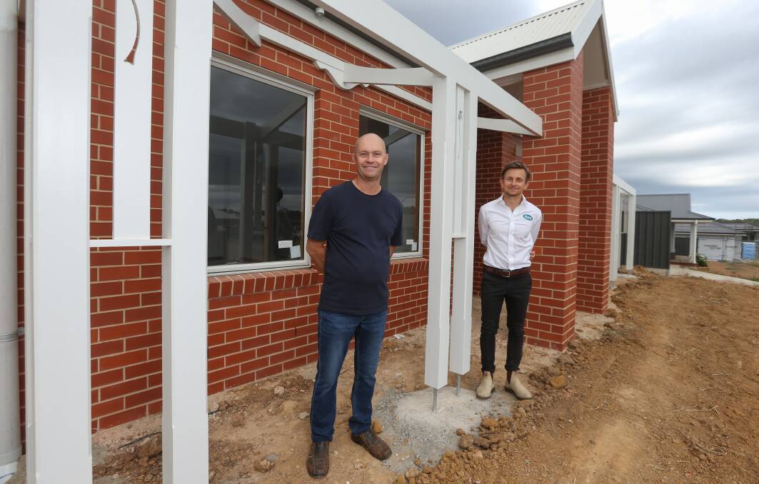 UNDER CONSTRUCTION: Russel Ferguson is excited by his new Thurgoona home, built by Joshua Baker and the B&H Homes team. Picture: TARA TREWHELLA 