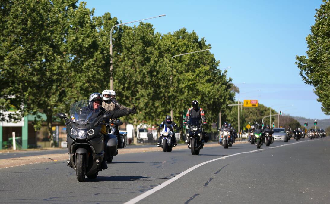 HITTING THE ROAD: Black Dog Rides are held in towns throughout Australia, often on the third Sunday in March each year. Here participants in a 2020 ride leave Lavington.