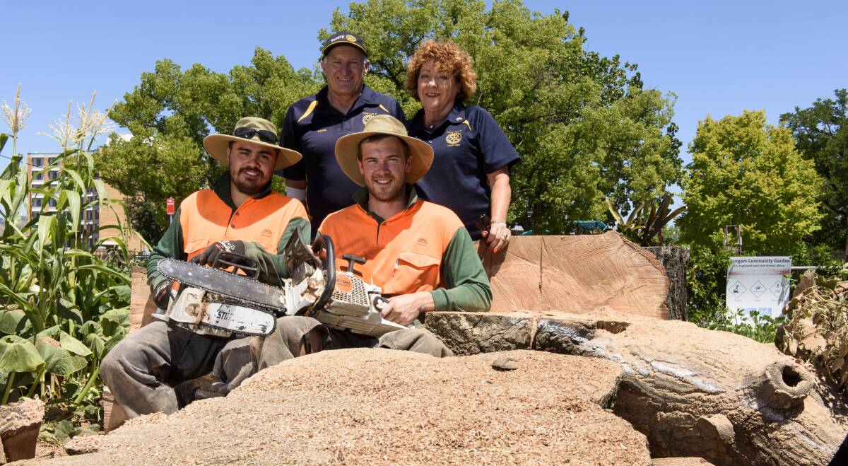 TRANSFORMED: Wagirra Trail's Lachlan Hampton and Harry Denniss with Rotary's Dennis Martin and Julie Frauenfelder. Picture: SIMON BAYLISS