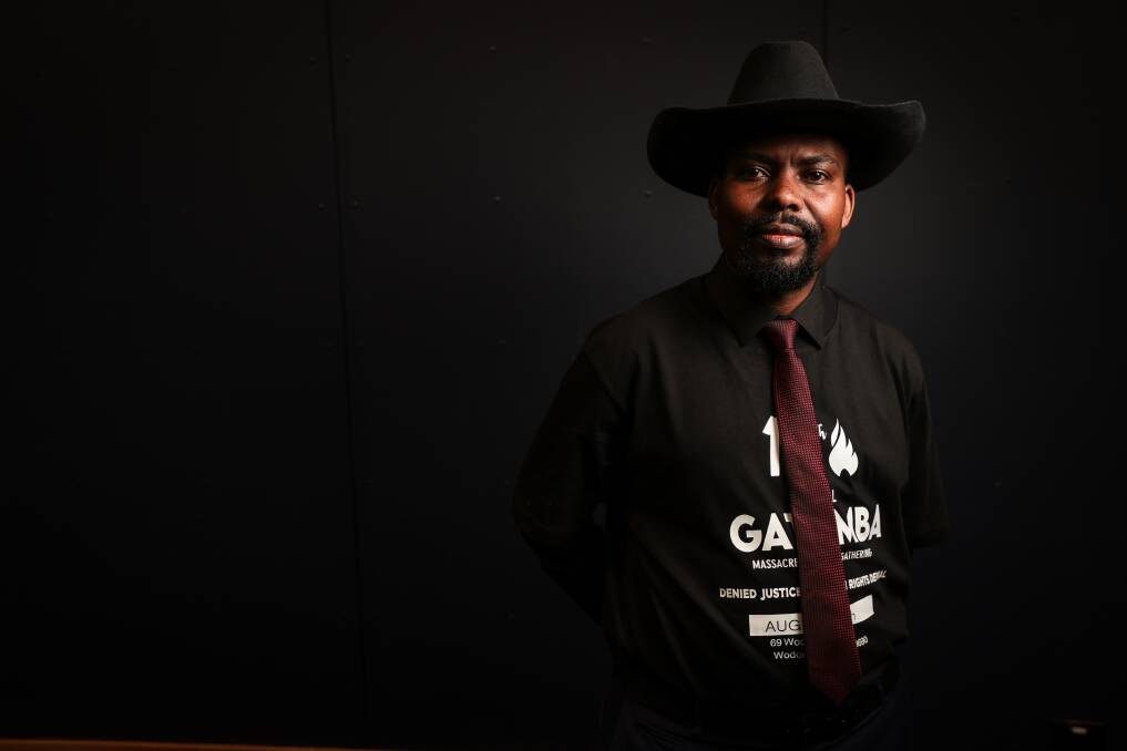 President of the Banyamulenge Congolese Community of Australia Moise Nzovu Rukundo seeks justice for the victims of the 2004 massacre at the Gatumba refugee camp in Burundi. Picture by James Wiltshire