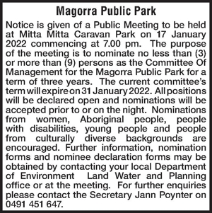 Magorra Public ParkNotice is given of a Public Meeting to be h