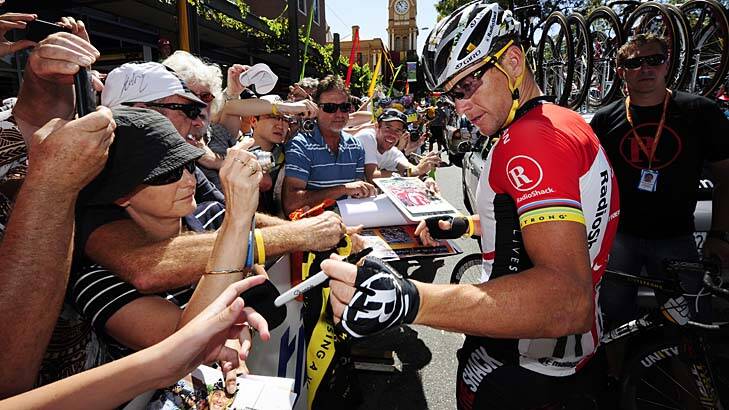 Adelaide's shame: Lance Armstrong at the Tour Down Under.