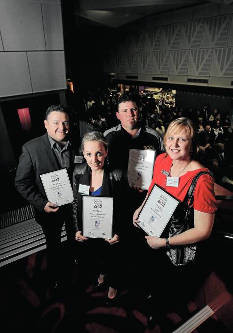 Best new business finalists: Marc Lidgerwood, from Lidgerwoods Accountants, Kate Bullock, from Hideout Cafe, Jason Barry, from Border Crane Consultants, and Jenny Awburn, from K2TOG. Picture: TARA ASHWORTH