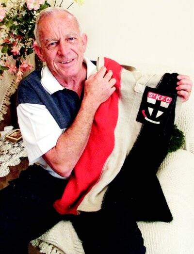 Ian Rowland with his old St Kilda jumper.