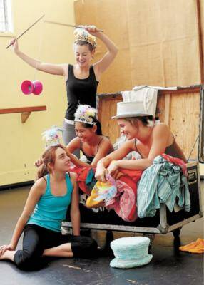 Getting ready to leave on the national tour are circus members Alex Young, Alice Muntz, Susie Day and Bree Le Cornu. Picture: RAY HUNT