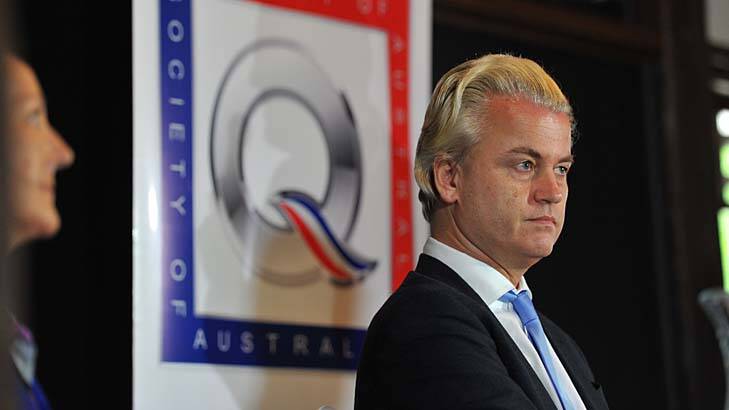 Geert Wilders at the clandestine press conference.