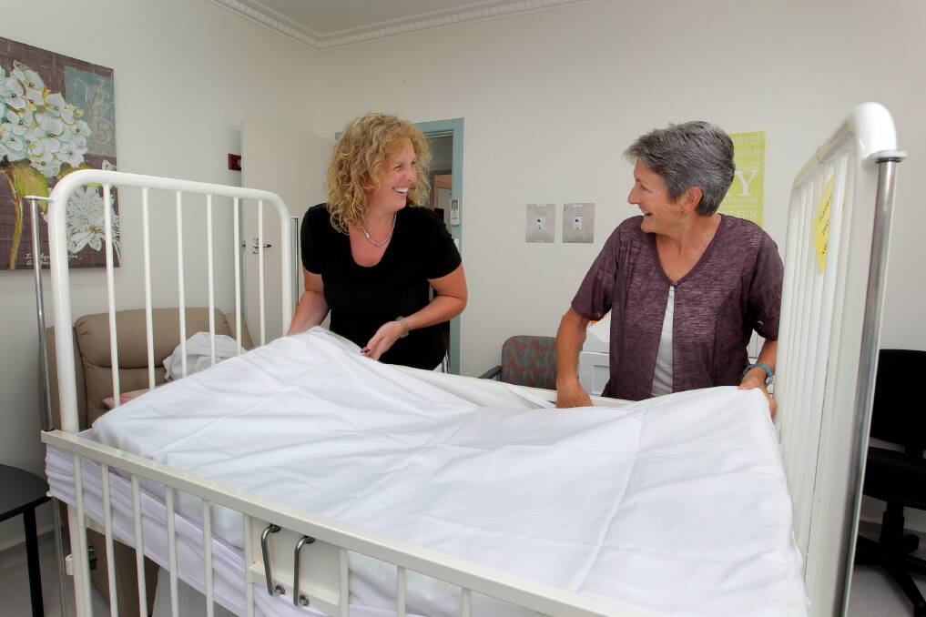 Midwife Ros Taig and child and family health nurse Karla McDonald. They were at work for the first official day of operation of the new parent and baby support centre in Wodonga. Picture: DAVID THORPE
