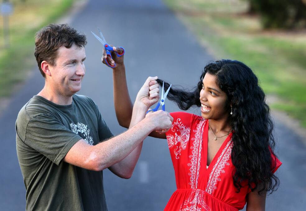 Tim Clarke and Ruth Bhaskar-Clarke from Tawonga South who will be shaving their heads for Shave for a Cure. Ruth will also donate her hair to Pantene to be made into a wig. Picture: KYLIE ESLER