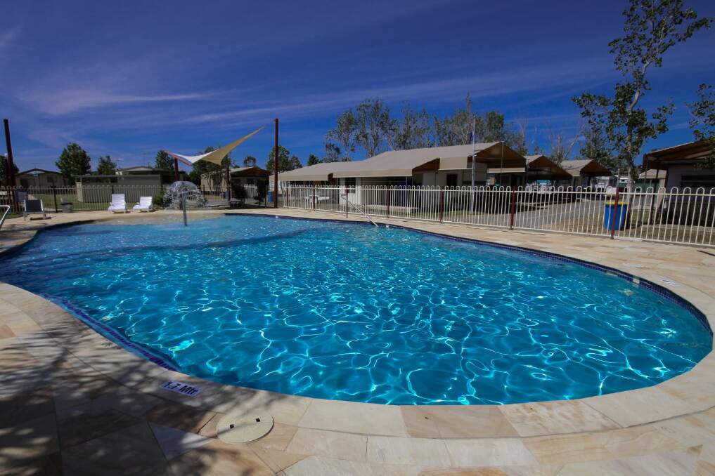The swimming pool at the Sun Country Holiday Village at Mulwala, which has been bought for $7 million by Ingenia Communities Group. The pool will be upgraded with a water park.