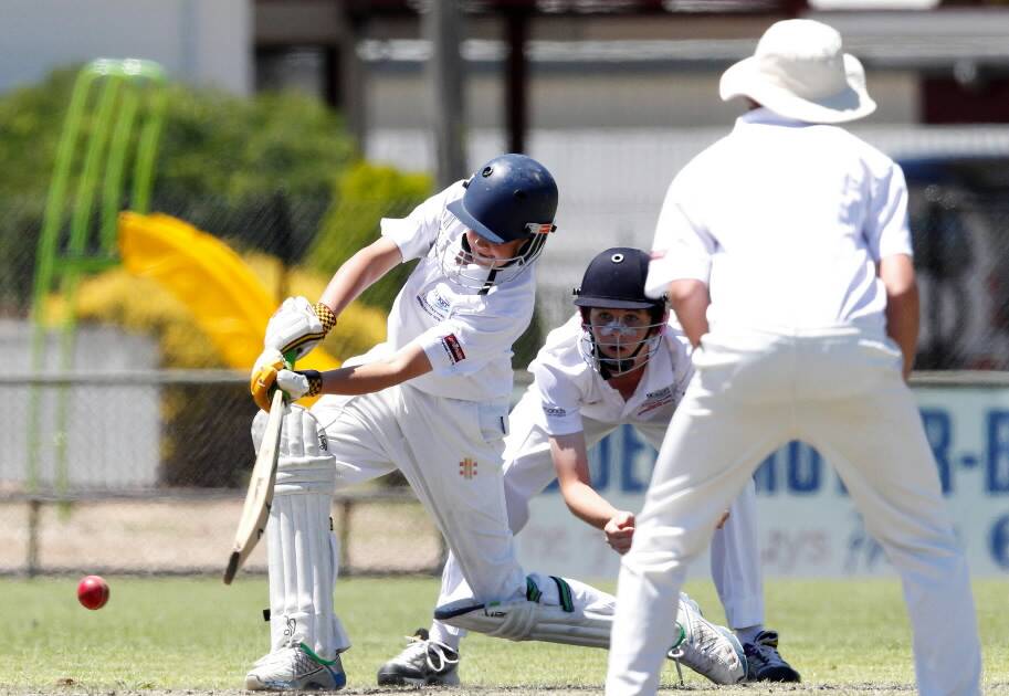 CAW batsman Cameron Evans hits out in the under-15s at Urana Road Oval. Pictures: BEN EYLES