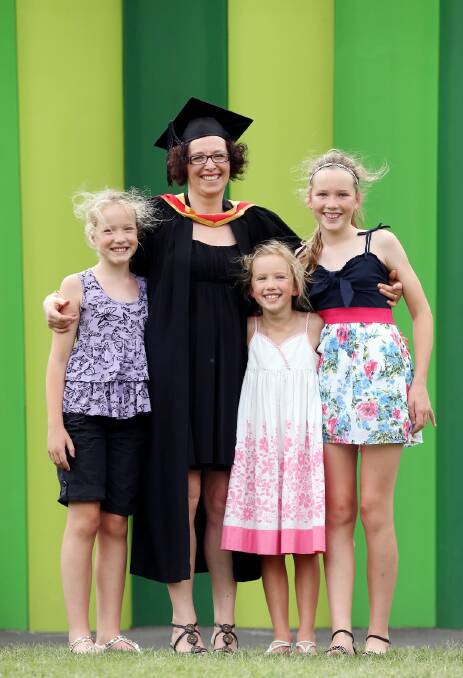 Jane Lloyd had her daughters Grace, Elinor and Nia McGarvie close at hand to help her celebrate her nursing degree.