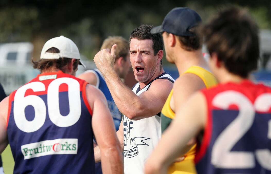 Drew Barnes makes his instructions clear at training. Pictures: JOHN RUSSELL