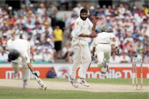 Monty Panesar watches in delight as Ricky Ponting is run out in the fifth Test match yesterday. Picture: GETTY IMAGES