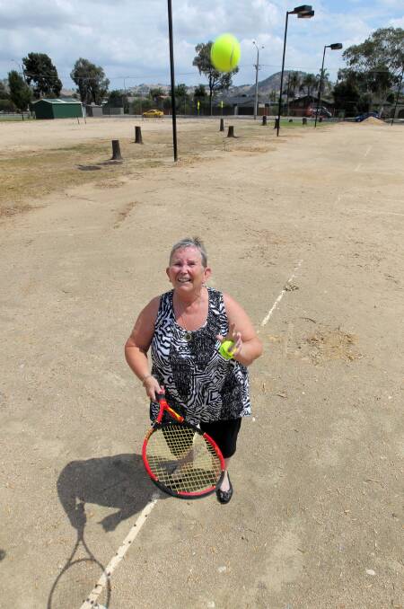 Wodonga Tennis Centre President Sandra Griffin on the clay courts soon to be replaced with an international standard plexicushion surface. Picture: David Thorpe