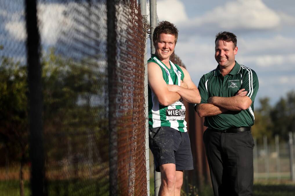 New Walla assistant Thomas Stead and Hoppers coach Trent Ball. Picture: john russell