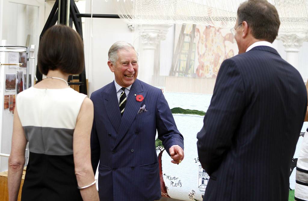 Prince Charles, Prince of Wales visits the Australian Tapestry Workshop in Melbourne, Australia.