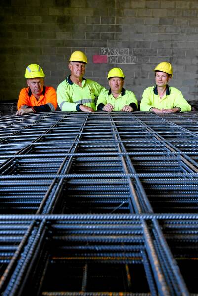 Mark Hore, Mike Warburton, John Fuller, and Colin Burdon have been told OneSteel Reinforcing’s South Albury operation will close just before Christmas. Picture: MATTHEW SMITHWICK