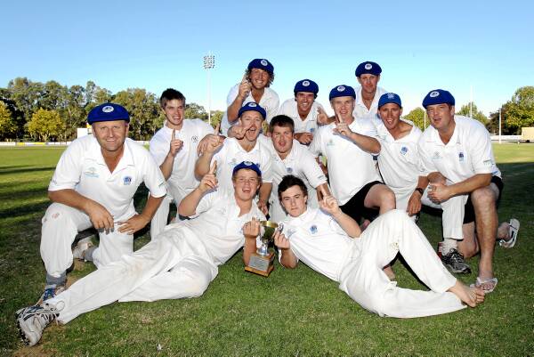 The Yarrawonga-Mulwala Lakers celebrate their upset win in the Wangaratta and District Cricket Association grand final yesterday. Picture: TARA ASHWORTH