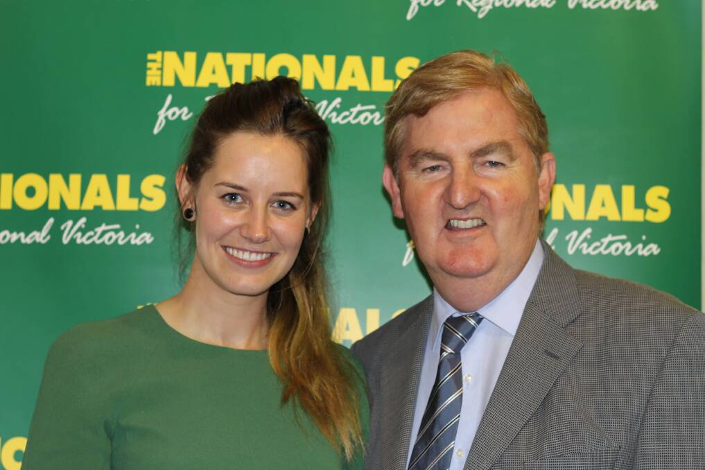 Candidate for Euroa Stephanie Ryan with Nationals leader and Deputy Premier Peter Ryan.