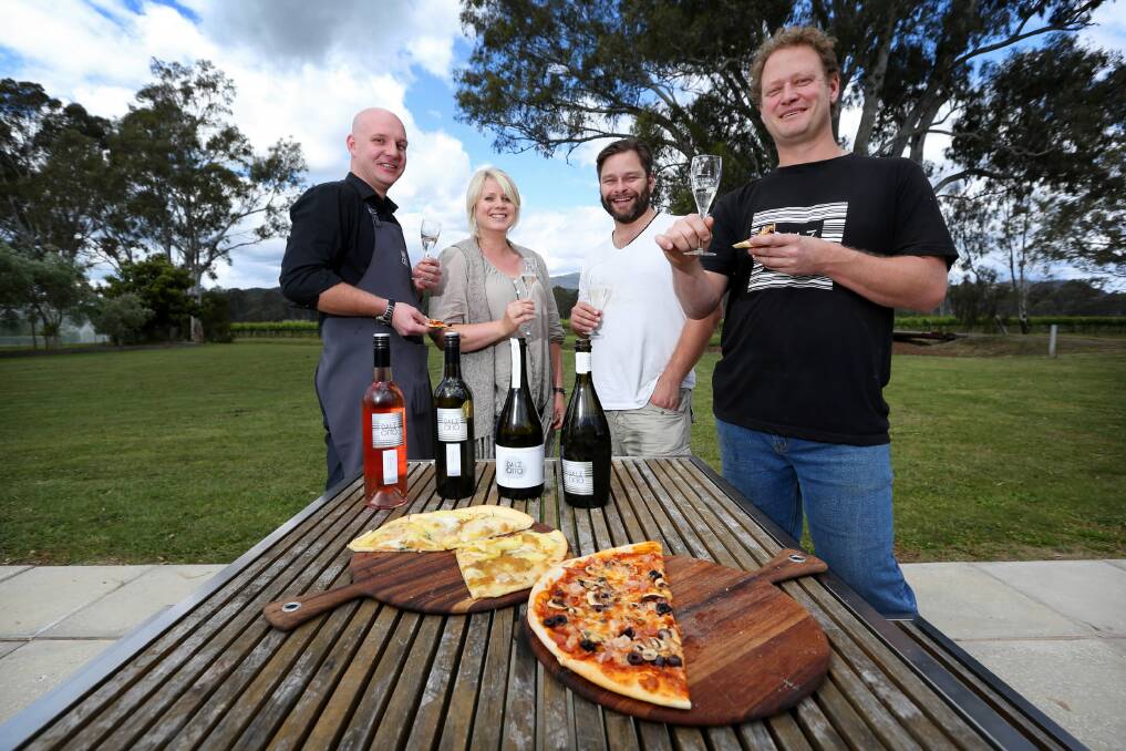 Erik Nap with Simone, Christian and Michael Dal Zotto, of Dal Zotto Wines in Whitfield, are gearing up for this weekend’s La Dolce Vita festival in the King Valley. Picture: MATTHEW SMITHWICK