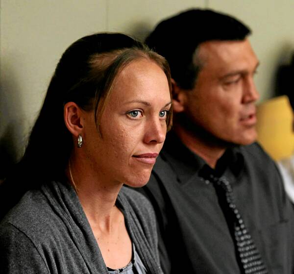 Black Saturday victims Amelia Coombes and Paul Mercieca at the Supreme Court. Picture: MATTHEW SMITHWICK