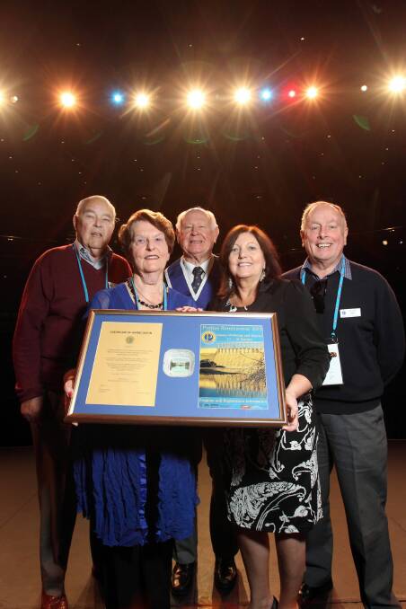 Probus members Murray Jensen, Patricia Corcoran, Gary Blackler, Pat Atkinson and Geoff Smith marked the Border’s rendezvous year with a plaque at the Entertainment Centre yesterday. Picture: MARK JESSER