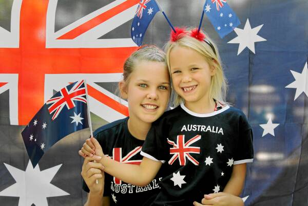 Tegan and Keely Holroyd, of Thurgoona, are right into the spirit of it at Noreuil Park. Pictures: TARA GOONAN