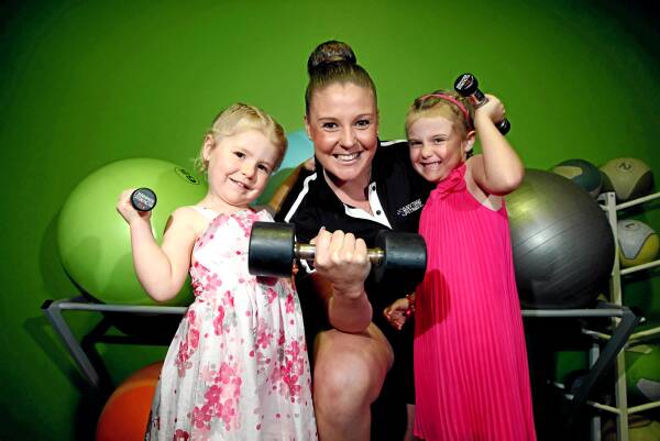 Jenae has made fitness a family affair for her daughters, Caprice and Savannah, and now she’s taking it to a whole new level by tackling the gruelling Tough Mudder exercise challenge at Phillip Island on Saturday. Picture: MATTHEW SMITHWICK
