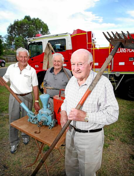 Ron Furze, George Glass and Wal Tomkins have been honoured for services with the Allans Flat CFA. Mr Furze and Mr Tomkins have served for 60 years. Mr Glass will reach the milestone shortly. Picture: MATTHEW SMITHWICK