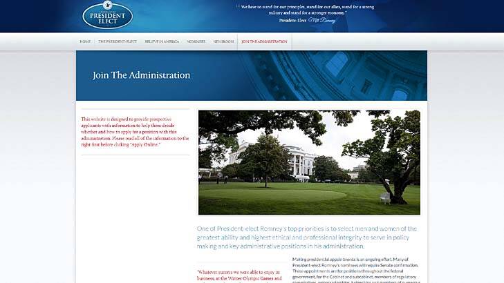 Join the administration ... Mitt Romney's website accidentally went live.