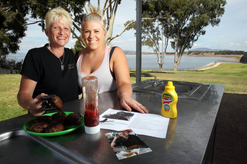 Marcelle Rudd and family friend Susan Groenan, 20, will honour the memory of Mrs Rudd’s son Dylan by holding a fund-raising barbecue at Lake Hume Village tomorrow for beyondblue. Picture: KYLIE ESLER