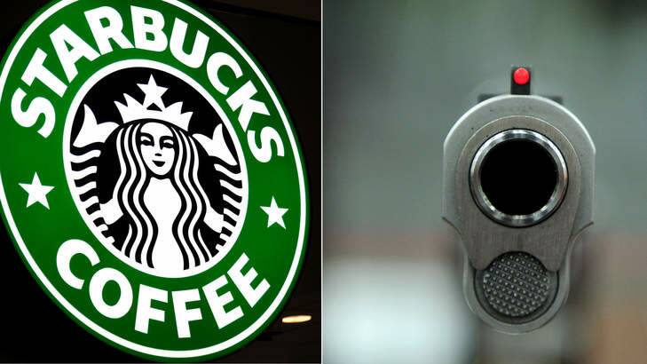 Starbucks has been thrust into the bitter national debate on tougher gun control laws because it defers to local laws on carrying guns openly. Photo: AFP / Karen Bleier