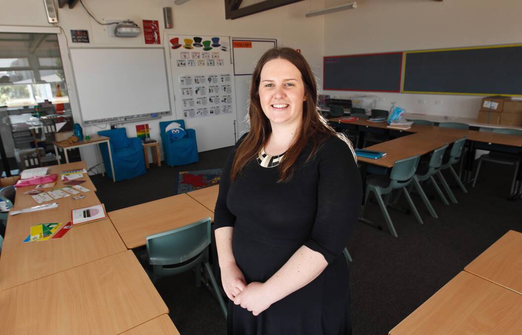 Former Victory Lutheran College student Sarah Lehmstedt prepares for her first day as a teacher at the school. Picture: BEN EYLES