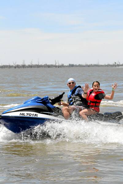 Adolfo Salvatore and his daughter Fabia were in Yarrawonga to escape the crowds in Queensland.
