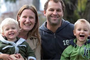 Pastor Rick Zylstra, pictured with his wife, Rachel, and sons Callan and Ayran, says smacking children is justified when done “with love”. He says young people would grow up with a lack of respect and responsibility. Picture: PETER MERKESTEYN