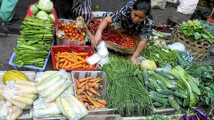 Fresh approach ... produce at the Ubud market.