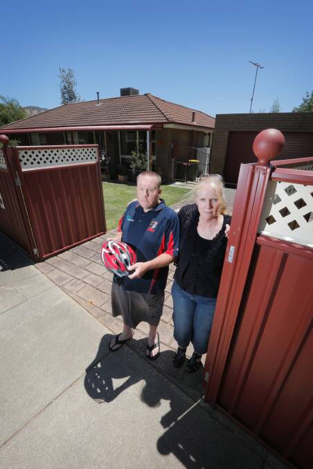 “You think you’re safe with a fence like that” — Barbara Morey and her son John are frustrated after John’s new bicycle was stolen from their front yard. Pictures: TARA GOONAN