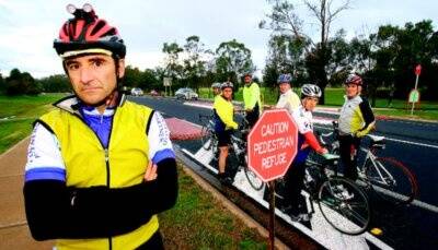 James Sloan and other cyclists say a new pedestrian crossing in Thurgoona is a hazard. Pictures: RAY HUNT