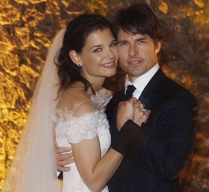 Happier times ...  Tom Cruise and actress Katie Holmes stirke a pose on their wedding day.