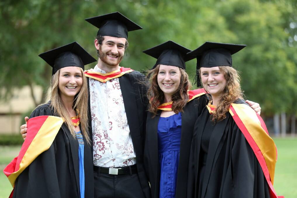 Applied sciences graduates Steph Grylls, Jack Fry, Alyson Harrington, Deborah Kelly. Pictures: JOHN RUSSELL