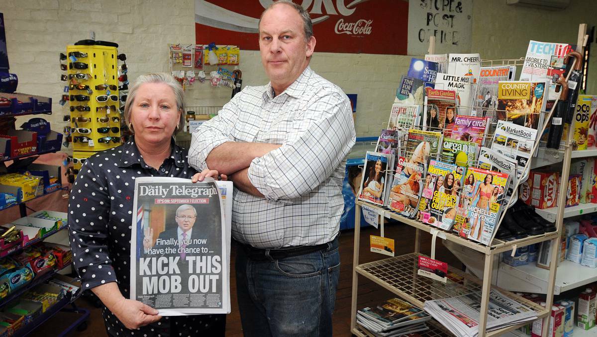 Wallabadah General Store owners Glen and Kim Sheluchin refused to sell copies of a Sydney metro on Monday citing political bias. Photo: GARETH GARDNER