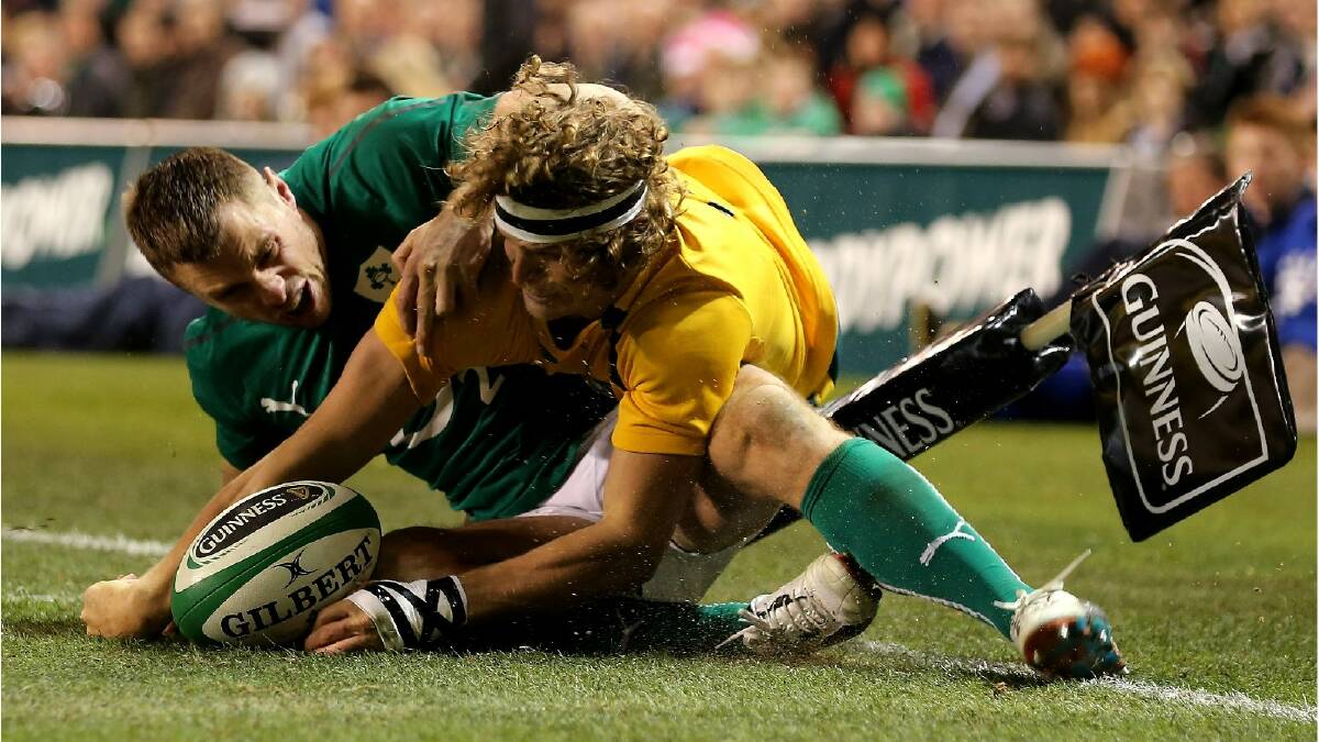 Nick Cummins of Australia in action during the International match between Ireland and Australia. Photo: Getty Images.