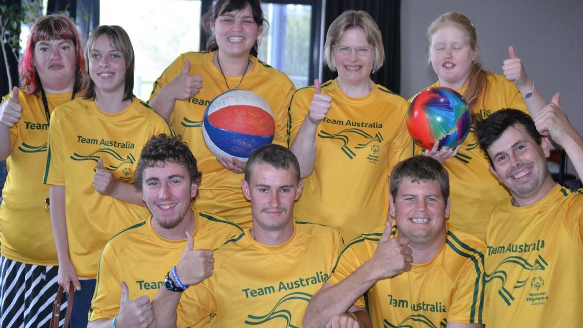 BAY POST: Nine of Eurobodalla's finest athletes will will travel to Newcastle next month to represent Australia in the Special Olympics. Pictured is Amy Lockton, Caitlyn Blay, Madison Windley, Karen Lucyk, Heidi Jay, Matthew Edwards, Craig Horpic-Mitchell, Laurie Masterson and Brett Bottle.