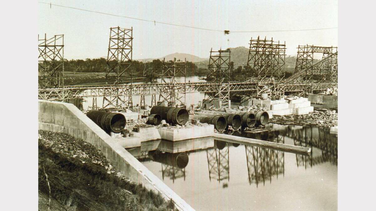  Undated picture of the Hume Dam under construction.