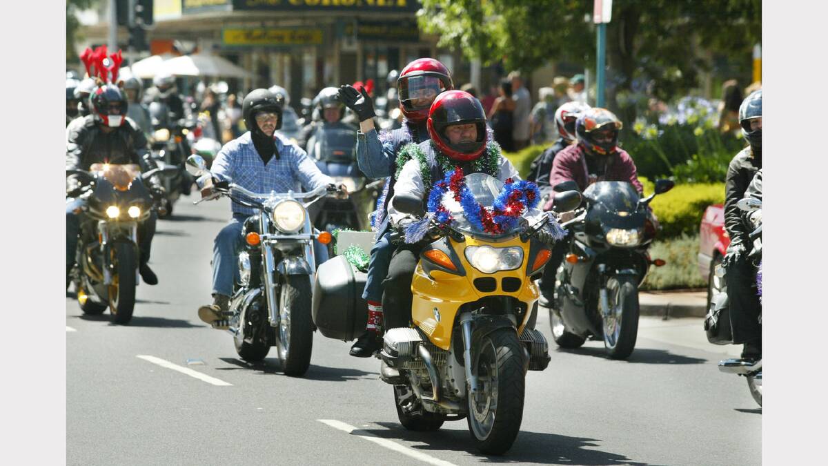  Dozens of motorbike riders hit the road for the annual Albury-Wodonga toy run, and arrived at QEII Square to appeal to the public to give to the Salvation Army. Picture: MATTHEW SMITHWICK