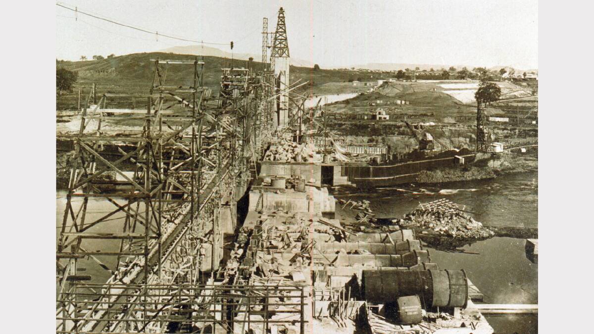 Undated picture of the Hume Dam under construction.