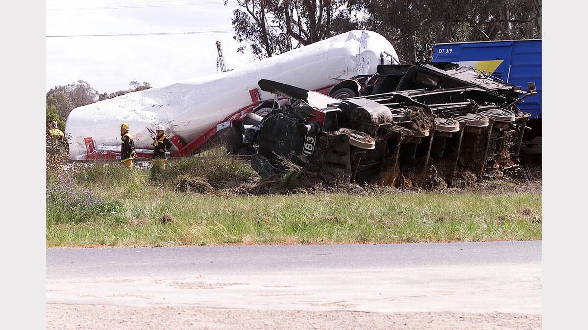 A wedding trip ended in tragedy with three people dead and one critically injured after a steam train and B-double semi-trailer collided at a level crossing at Benalla in October, 2002.
